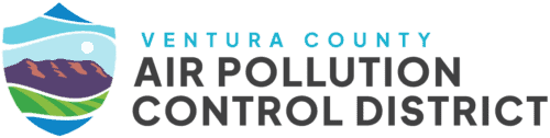 Ventura County Air Pollution Control District logo featuring stylized landscape with mountains, sky, and fields beside the text.